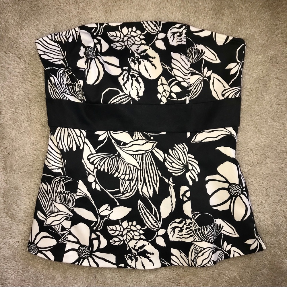 WHBM Floral Black & White Bustier - Size 0